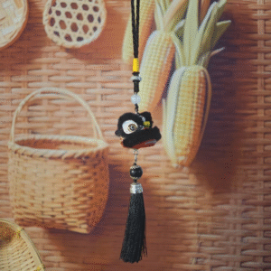 Black Mini Lion Dance Head Ornament - Bold Cultural Wall Accent